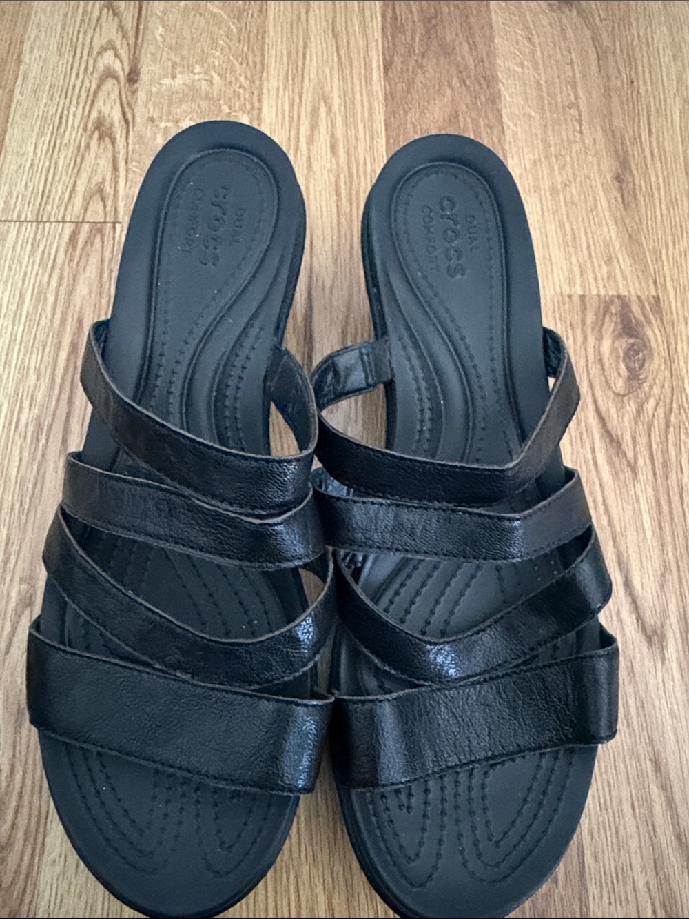 CROCS Women’s Black Multi-Strap Slide Sandals Size W 11